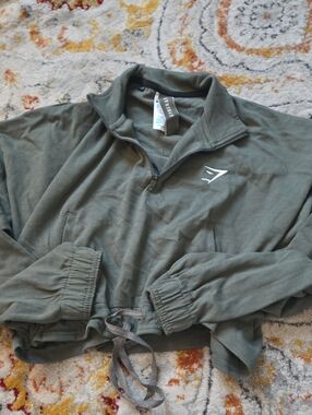 Gymshark Olive Green Half-Zip Shirt Jacket